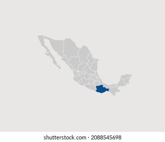 Oaxaca Highlighted on Mexico Map Eps 10