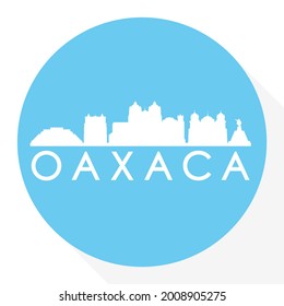 Oaxaca, Mexico Round Button City Skyline Design. Silhouette Stamp Vector Travel Tourism.