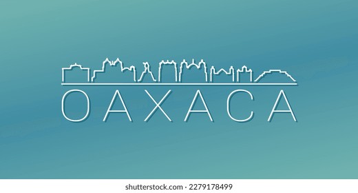 Oaxaca, México Skyline Linear Design. Ilustración de ciudad plana Ilustración de imágenes recorridas mínima. Icono del vector de desplazamiento degradado de fondo.