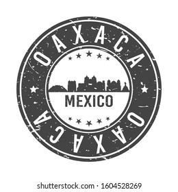 Oaxaca Mexico Skyline. Round Postmark Icon City Design. Vector Landmark Travel.
