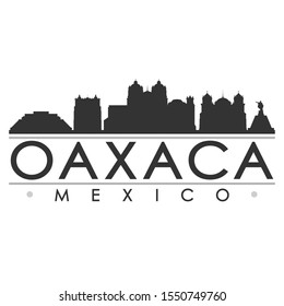 Oaxaca Mexico Skyline Silhouette City. Cityscape Design Vector. Famous Monuments Tourism.