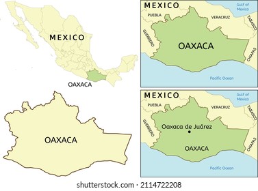 Ubicación del estado de Oaxaca en el mapa de México