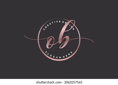 OB handwriting logo with circle template vector signature, wedding, fashion, floral and botanical with creative template.