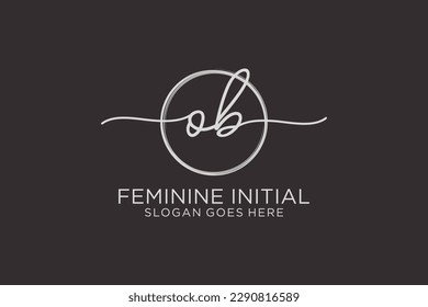 OB handwriting logo with circle template vector logo of initial signature, wedding, fashion, floral and botanical with creative template.