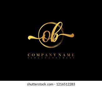 OB initial handwriting logo circle template vector