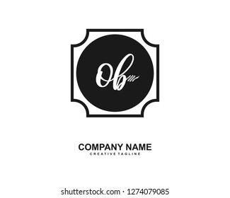 OB Initial Handwriting Logo Template Vector