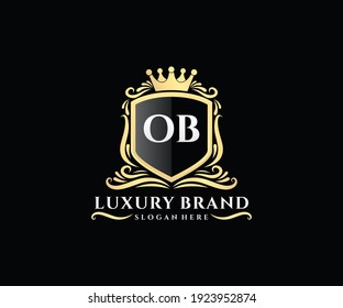 OB Initial Letter Gold kalligraphische feminine florale handgezeichnet heraldische monogramm antike Vintage Stil Luxus Logo Design.