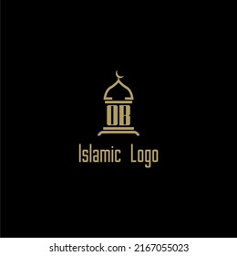 OB initial monogram for islamic logo with mosque icon design
