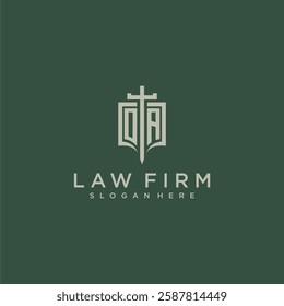 OB initial monogram for law firm with sword and shield logo image