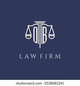 OB monograma inicial para el logotipo del bufete de abogados con escalas Imagen de Vector