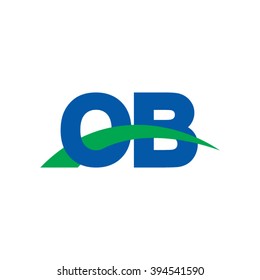 OB initial overlapping swoosh letter logo blue green