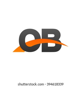 OB initial overlapping swoosh letter logo black orange