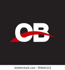 OB initial overlapping swoosh letter logo white red black background