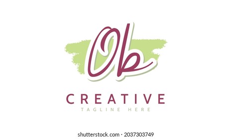 OB Initials, Handwriting Logo Vector