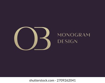 Diseño de icono de logotipo de carta OB. Monograma de las iniciales de lujo de estilo clásico.