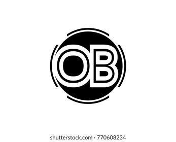 OB letter logo round black