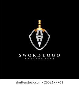 OB carta monograma de luxo para escudo e espada estilo imagem