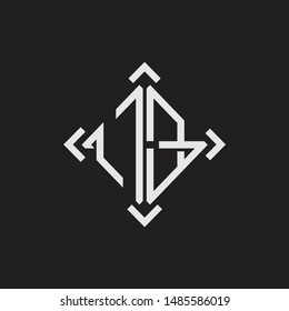 OB Logo Abstract letter Monogram with Arrow in every side isolated on black background