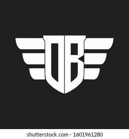 OB Logo monogram with emblem and wings element design template