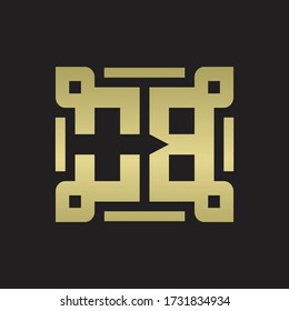 OB Logo monogram with piece line art design template