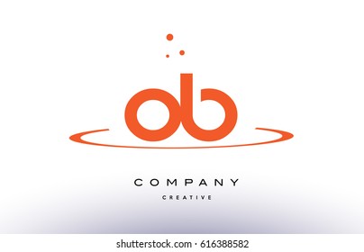 OB O B creative orange swoosh dots alphabet company letter logo design vector icon template