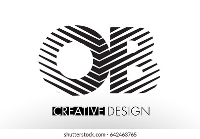 OB O B Lines Letter Design with Creative Elegant Zebra Vector Illustration.