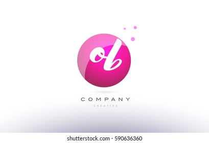 ob o b  sphere pink 3d alphabet company letter combination logo hand writting written design vector icon template 