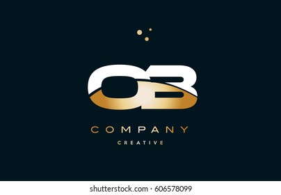 ob o b  white yellow gold golden metal metallic luxury alphabet company letter logo design vector icon template
