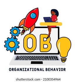 OB - Organizational Behavior acronym. business concept background.  vector illustration concept with keywords and icons. lettering illustration with icons for web banner, flyer, landing pag