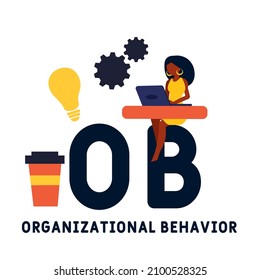 OB - Organizational Behavior acronym. business concept background.  vector illustration concept with keywords and icons. lettering illustration with icons for web banner, flyer, landing pag