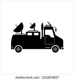 Ob Van Icon, Outside Broadcasting Van, Production Truck Icon, Television Mobile Production Control Room Vehicle Vector Art Illustration