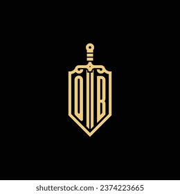 OB vintage shield and sword initial logo in high quality professional design that will print well across any print media