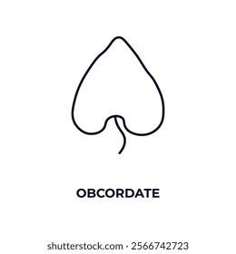 obcordate outline icon. Linear vector from nature concept. Thin line obcordate icon isolated on white background