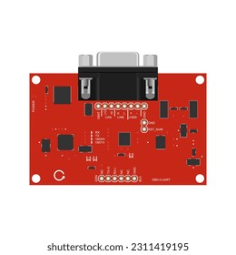OBD-II UART Vector Illustration: Showcasing the OBD-II UART (Universal Asynchronous Receiver Transmitter) Module for Convenient and Reliable On-Board Diagnostics in a Captivating Visual Design