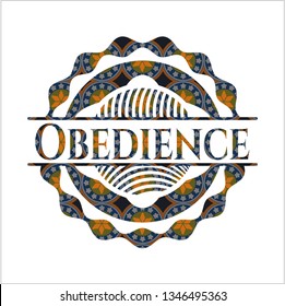 Obedience arabic emblem. Arabesque decoration.