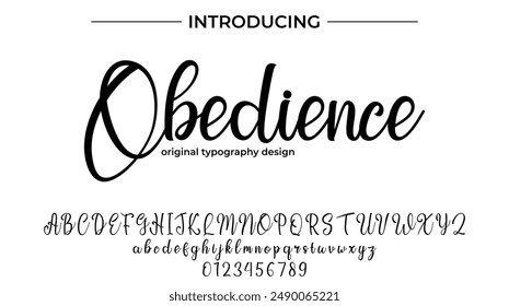 Obedience Font Stylish brush painted an uppercase vector letters, alphabet, typeface
