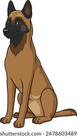 Obedient belgian shepherd sitting vector illustration