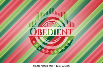 Obedient christmas colors emblem.