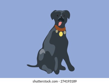 Obedient dog tired. Vector