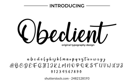 Obedient Font Stylish brush painted an uppercase vector letters, alphabet, typeface