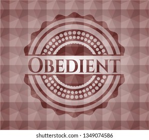 Obedient red badge with geometric pattern. Seamless.