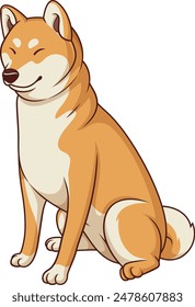 Obediente shiba inu Ilustración vectorial sentada