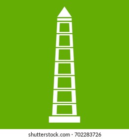 Obelisco of Buenos Aires, Argentina icon white isolated on green background. Vector illustration