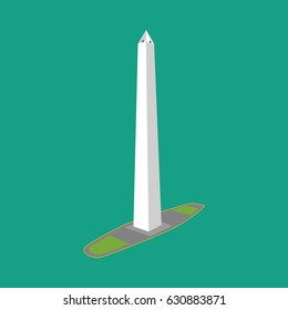 Obelisk of Buenos Aires Argentina on the green background. Vector illustration