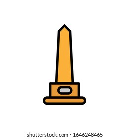 Obelisk mit Vektorillustration des Füllliniensymbol