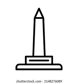 Obelisk-Symbol. Line Art Design einzeln auf weißem Hintergrund