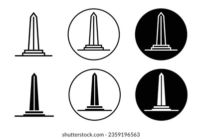 obelisk icon set. egypt egyptian monument argentina vector symbol in black filled and outlined style.