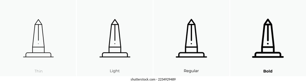 obelisk Symbol. Thin, hellrosa und feines Design einzeln auf weißem Hintergrund