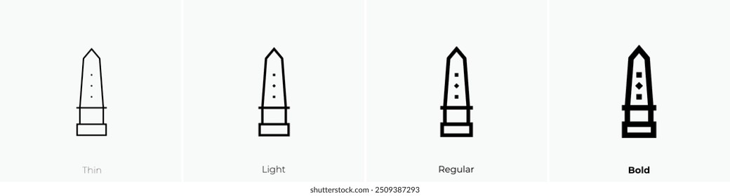 obelisk icon. Thin, Light Regular And Bold style design isolated on white background