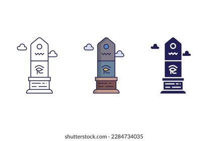 Obelisk outline and solid vector icon